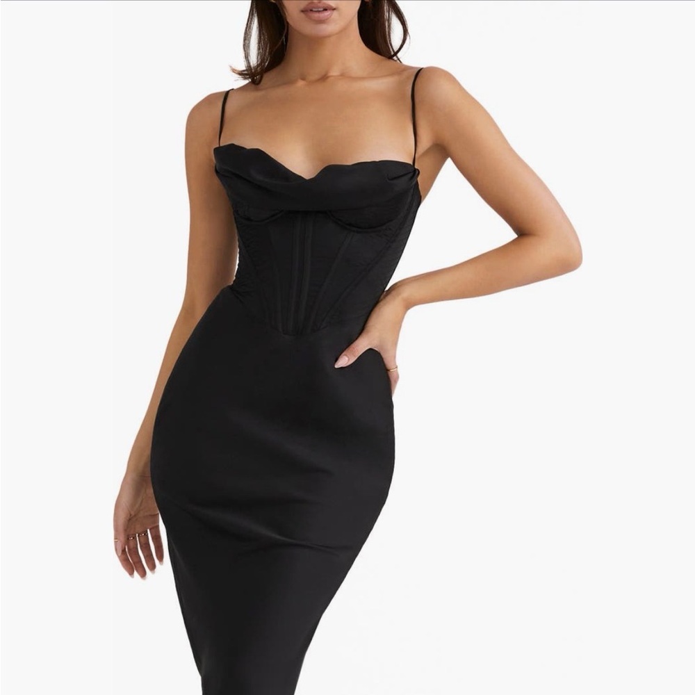 House of CB Black Charmaine Corset Maxi Dress